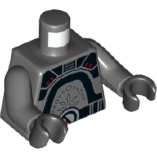 Torso SW Black Armor Plates with Red Button Pattern (Inquisitor Fifth Brother) / Dark Bluish Gray Arms / Black Hands