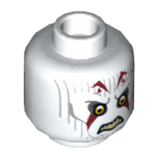 Minifigure, Head Alien Pau'an with Yellow Eyes, Gray Lines and Red Markings Pattern (SW Inquisitor) - Hollow Stud