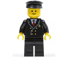 Airport - Pilot with Red Tie and 6 Buttons, Black Legs, Black Hat, Standard Grin