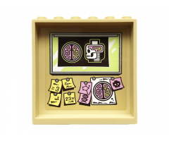 Panel 1 x 6 x 5 with Minifigure Head and Brain X-Ray and Pinned Sticky Notes Pattern on Inside (Sticker) - Set 70418