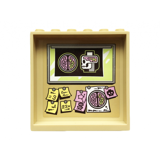 Panel 1 x 6 x 5 with Minifigure Head and Brain X-Ray and Pinned Sticky Notes Pattern on Inside (Sticker) - Set 70418