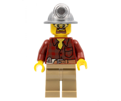 Flannel Shirt with Pocket and Belt, Dark Tan Legs, Mining Helmet, Safety Goggles