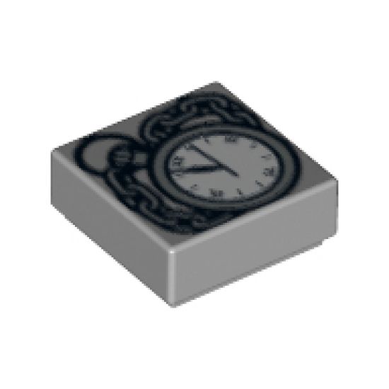 Tile 1 x 1 with Pocket Watch and Chain Pattern