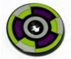 Technic, Disk 3 x 3 with Purple, Silver and Lime 6 Section Pattern (Sticker) - Set 8305