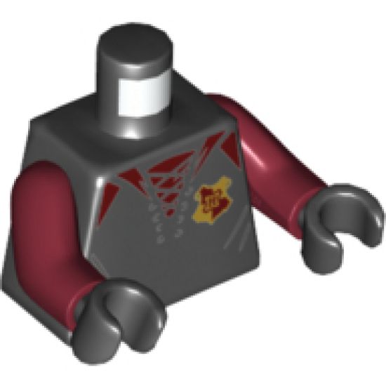 Torso Jacket with Dark Red Collar, Shoulders and Gryffindor Badge Pattern / Dark Red Arms / Black Hands