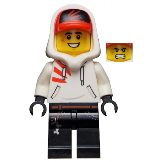 Jack Davids - White Hoodie with Cap and Hood (Large Smile with Teeth / Angry)