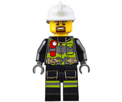 Fire - Reflective Stripes with Utility Belt and Flashlight, White Fire Helmet, Brown Moustache and Goatee