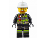 Fire - Reflective Stripes with Utility Belt and Flashlight, White Fire Helmet, Dark Orange Moustache and Goatee, Soot Marks