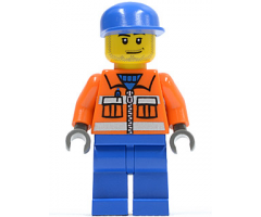 Ground Crew - Orange Zipper, Safety Stripes, Orange Arms, Blue Legs, Blue Cap, Smirk and Stubble Beard