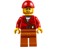 Mountain Police - Crook Male with Red Fringed Shirt with Strap and Pouch, Red Cap