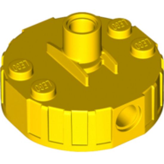 Magnet Brick, Round 4 x 4 x 2 with 3 Pin Holes