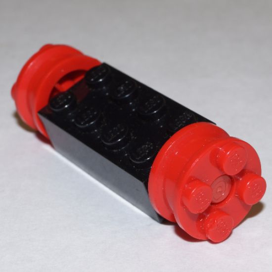 Wheel Brick, Modified 2 x 4 with Wheels, FreeStyle Red Wheels and Pins