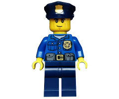 Police - City Officer, Gold Badge, Police Hat, Cheek Lines
