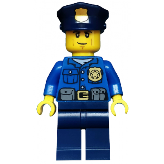 Police - City Officer, Gold Badge, Police Hat, Cheek Lines