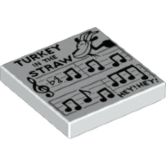 Tile 2 x 2 with 'TURKEY IN THE STRAW' Sheet Music and Goat Pattern