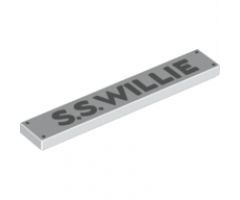 Tile 1 x 6 with 4 Silver Nails and 'S.S.WILLIE' Pattern