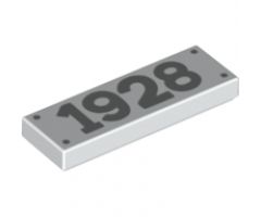 Tile 1 x 3 with 4 Silver Nails and '1928' Pattern