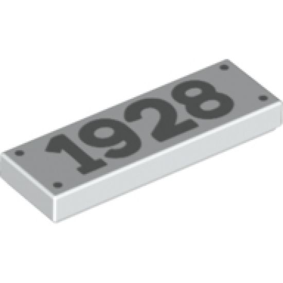 Tile 1 x 3 with 4 Silver Nails and '1928' Pattern