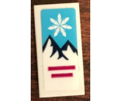 Tile 1 x 2 with Mountains and Snowflake Pattern (Sticker) - Set 41324