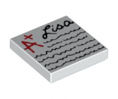 Tile 2 x 2 with Red 'A+', Black Script 'Lisa' and Scribbles Pattern