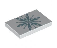 Tile 2 x 3 with Metallic Blue Snowflake Pattern