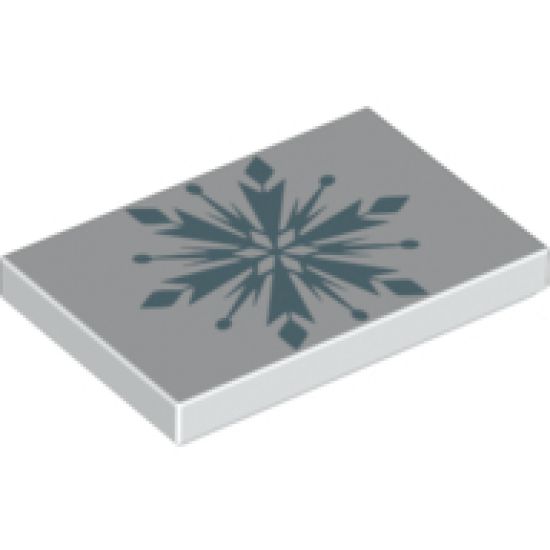 Tile 2 x 3 with Metallic Blue Snowflake Pattern