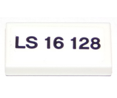 Tile 1 x 2 with 'LS 16 128' Pattern (Sticker) - Set 75875