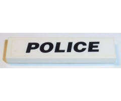 Tile 1 x 4 with Black 'POLICE' on White Background Pattern (Sticker) - Set 8152