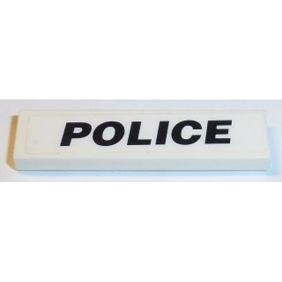 Tile 1 x 4 with Black 'POLICE' on White Background Pattern (Sticker) - Set 8152