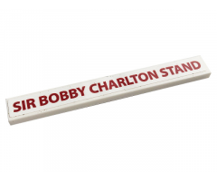 Tile 1 x 8 with Red 'SIR BOBBY CHARLTON STAND' on White Background Pattern (Sticker) - Set 10272