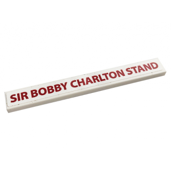 Tile 1 x 8 with Red 'SIR BOBBY CHARLTON STAND' on White Background Pattern (Sticker) - Set 10272