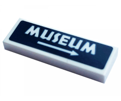 Tile 1 x 3 with White Arrow and 'MUSEUM' Pattern (Sticker) - Set 75937