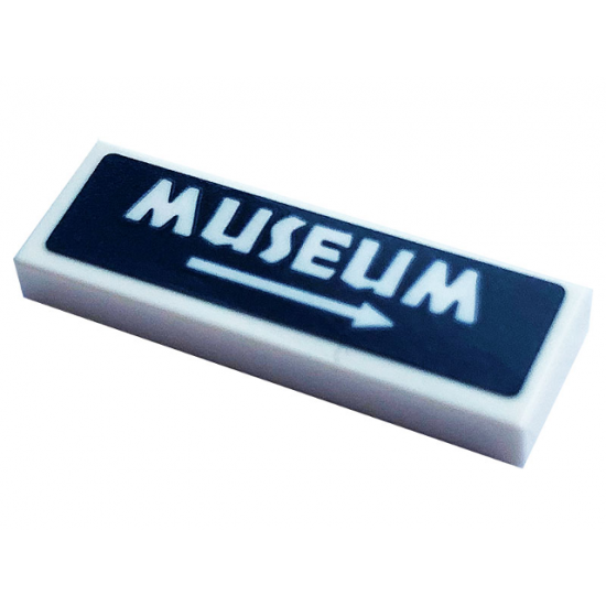 Tile 1 x 3 with White Arrow and 'MUSEUM' Pattern (Sticker) - Set 75937