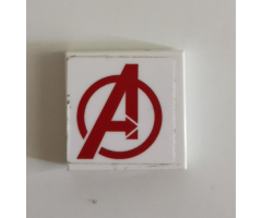 Tile 2 x 2 with Red Avengers Logo Pattern (Sticker) - Set 76049