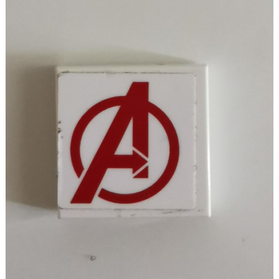 Tile 2 x 2 with Red Avengers Logo Pattern (Sticker) - Set 76049