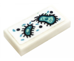 Tile 1 x 2 with Germs Bacteria Pattern (Sticker) - Set 41318