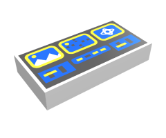 Tile 1 x 2 with Blue and Yellow Controls Pattern (Ice Planet)