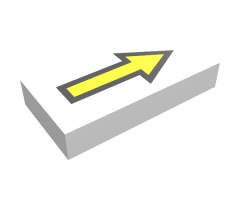 Tile 1 x 2 with Yellow Arrow Long with Black Outline Pattern