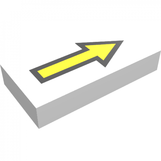 Tile 1 x 2 with Yellow Arrow Long with Black Outline Pattern