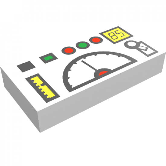 Tile 1 x 2 with Gauges, Buttons and '85' Pattern
