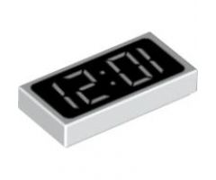 Tile 1 x 2 with Clock Digital Pattern - '12:01' or '10:21'