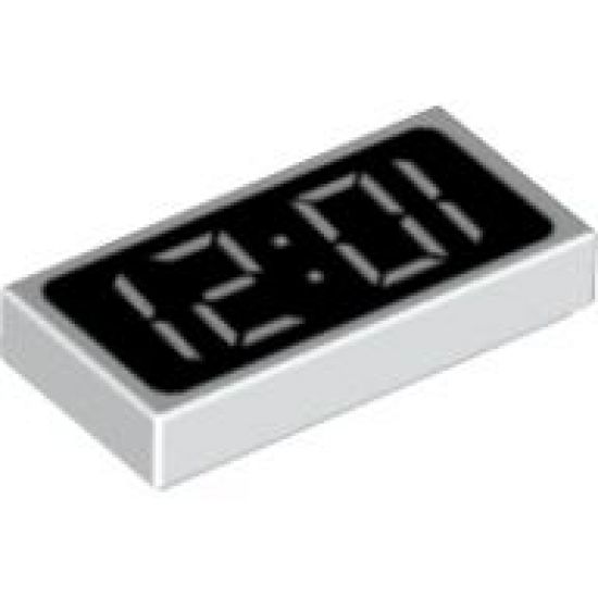 Tile 1 x 2 with Clock Digital Pattern - '12:01' or '10:21'