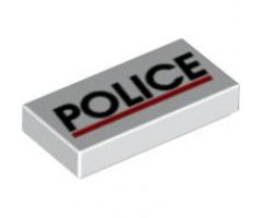 Tile 1 x 2 with 'POLICE' Red Line Pattern