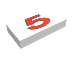 Tile 1 x 2 with Number 5 Red Pattern