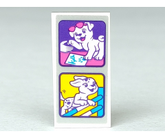 Tile 2 x 4 with Puppy in Pink Sunglasses Shaking a Paw and Obstacle Jumping Pattern (Sticker) - Set 41300