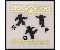 Tile 2 x 2 with Gold Star, Squares and Ninja Minifigures Pattern (Sticker) - Set 70657