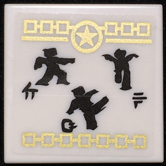 Tile 2 x 2 with Gold Star, Squares and Ninja Minifigures Pattern (Sticker) - Set 70657