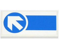 Tile 2 x 4 with Thick Blue Stripe and White Arrow in Blue Circle Pattern (Sticker) - Set 4207
