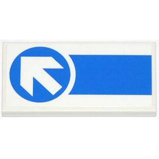 Tile 2 x 4 with Thick Blue Stripe and White Arrow in Blue Circle Pattern (Sticker) - Set 4207