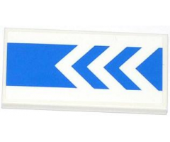 Tile 2 x 4 with 3 White Arrows on Thick Blue Stripe Pattern (Sticker) - Set 4207
